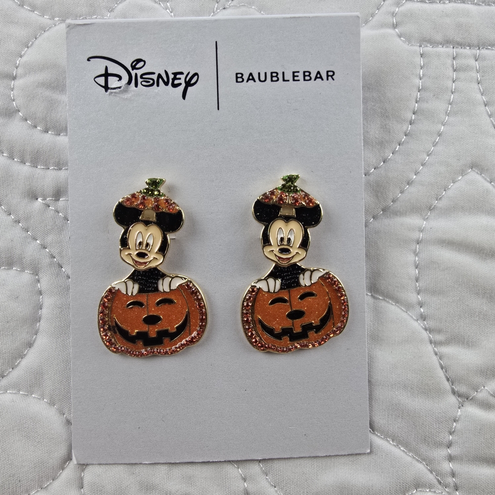Disney x BaubleBar Mickey Pumpkin Halloween Earrings - Orange & Black